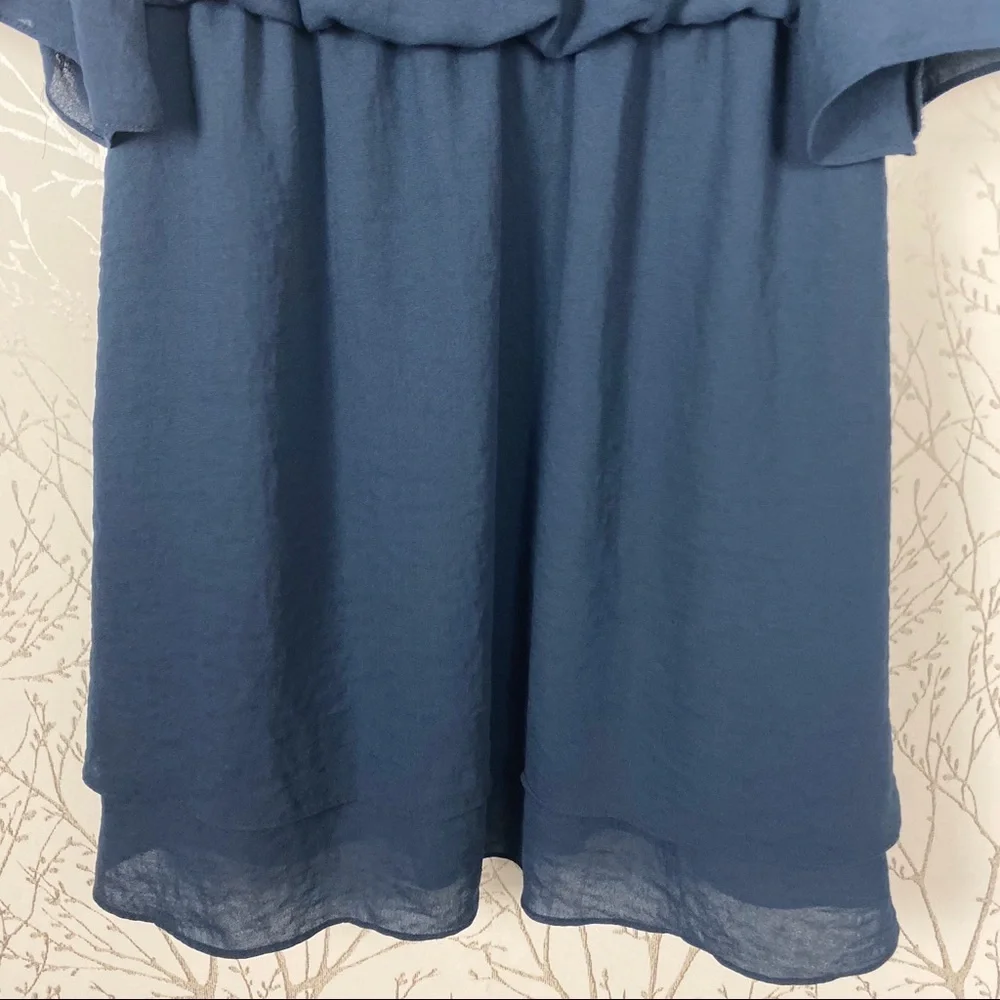 GABBY SKYE Navy Flutter Sleeve Fit & Flare Dress
